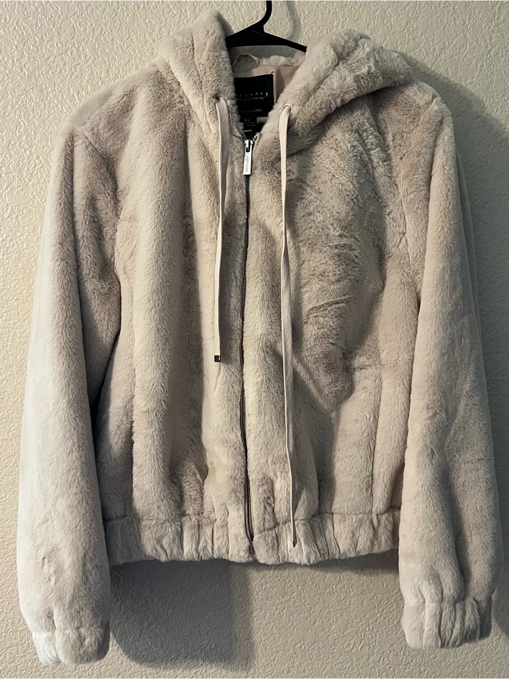Sanctuary Plush Faux Fur Hooded Jacket in Soft Beige